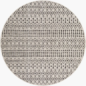 Livabliss Eagean Moroccan Geometric Polypropylene Indoor Outdoor Rug for Large Living Spaces Black, Charcoal 5'3" x 5'3" EAG2334-53RD