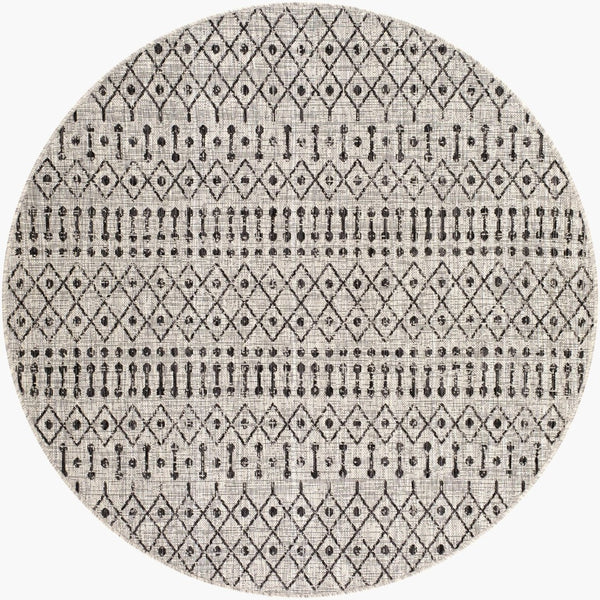 Livabliss Eagean Moroccan Geometric Polypropylene Indoor Outdoor Rug for Large Living Spaces Black, Charcoal 5'3" x 5'3" EAG2334-53RD