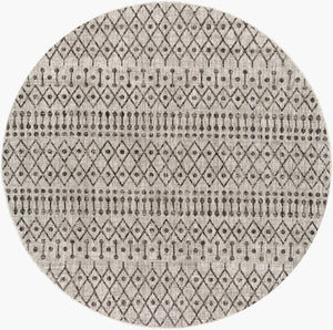 Livabliss Eagean Moroccan Geometric Polypropylene Indoor Outdoor Rug for Large Living Spaces Black, Charcoal 6'7" x 6'7" Round EAG2334-67RD