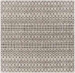 Livabliss Eagean Moroccan Geometric Polypropylene Indoor Outdoor Rug for Large Living Spaces Black, Charcoal 6'7" x 6'7" Square EAG2334-67SQ