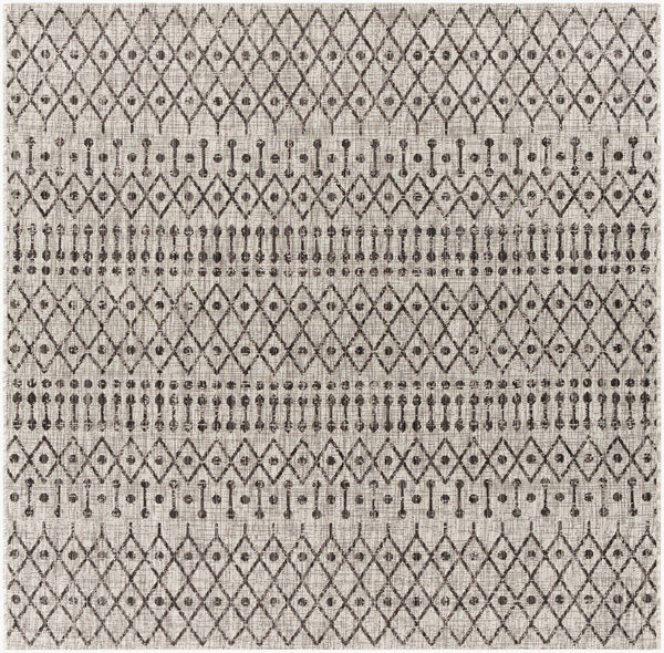Livabliss Eagean Moroccan Geometric Polypropylene Indoor Outdoor Rug for Large Living Spaces Black, Charcoal 6'7" x 6'7" Square EAG2334-67SQ