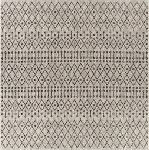 Livabliss Eagean Moroccan Geometric Polypropylene Indoor Outdoor Rug for Large Living Spaces Black, Charcoal 7'10" x 7'10" Square EAG2334-710SQ