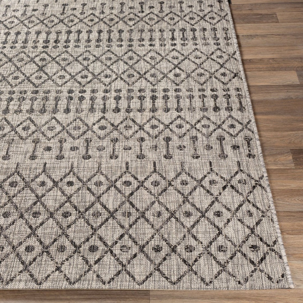Livabliss Eagean Moroccan Geometric Polypropylene Indoor Outdoor Rug for Large Living Spaces Black, Charcoal 6'7" x 9' EAG2334-679