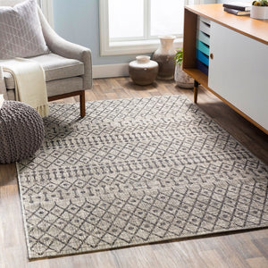 Livabliss Eagean Moroccan Geometric Polypropylene Indoor Outdoor Rug for Large Living Spaces Black, Charcoal 6'7" x 9' EAG2334-679