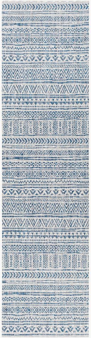 Livabliss Eagean Geometric Polypropylene Area Rug Turkish Woven for Large Living Spaces Blue, Navy 2'7" x 10' EAG2335-2710