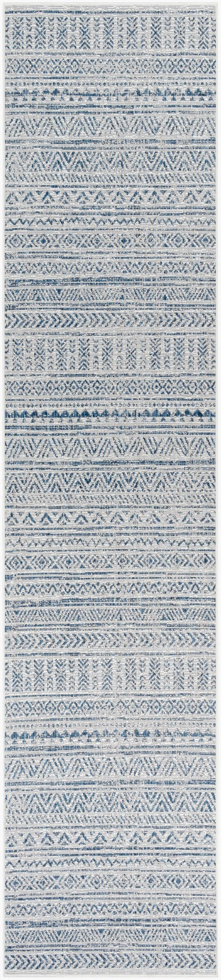 Livabliss Eagean Geometric Polypropylene Area Rug Turkish Woven for Large Living Spaces Blue, Navy 2'7" x 12' EAG2335-2712