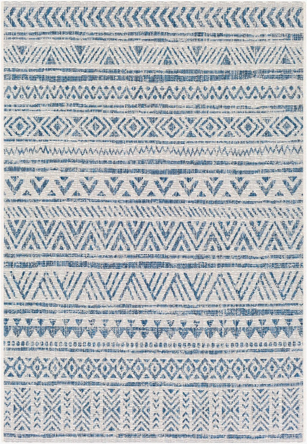 Livabliss Eagean Geometric Polypropylene Area Rug Turkish Woven for Large Living Spaces Blue, Navy 6'7" x 9' EAG2335-679