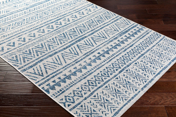 Livabliss Eagean Geometric Polypropylene Area Rug Turkish Woven for Large Living Spaces Blue, Navy 6'7" x 6'7" Square EAG2335-67SQ