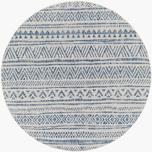 Livabliss Eagean Geometric Polypropylene Area Rug Turkish Woven for Large Living Spaces Blue, Navy 6'7" x 6'7" Round EAG2335-67RD