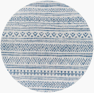 Livabliss Eagean Geometric Polypropylene Area Rug Turkish Woven for Large Living Spaces Blue, Navy 7'10" x 7'10" Round EAG2335-710RD