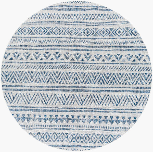 Livabliss Eagean Geometric Polypropylene Area Rug Turkish Woven for Large Living Spaces Blue, Navy 7'10" x 7'10" Round EAG2335-710RD