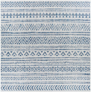 Livabliss Eagean Geometric Polypropylene Area Rug Turkish Woven for Large Living Spaces Blue, Navy 6'7" x 6'7" Square EAG2335-67SQ