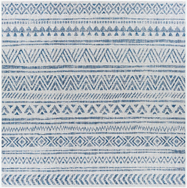 Livabliss Eagean Geometric Polypropylene Area Rug Turkish Woven for Large Living Spaces Blue, Navy 6'7" x 6'7" Square EAG2335-67SQ