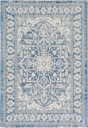 Livabliss Eagean Outdoor Flatweave Polypropylene Rug Traditional Patio Deck Hose Clean Navy, Light Blu 5'3" x 7'7" EAG2336-5376