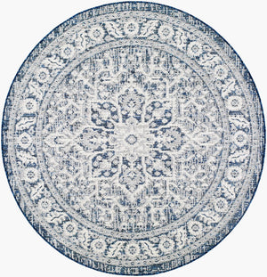 Livabliss Eagean Outdoor Flatweave Polypropylene Rug Traditional Patio Deck Hose Clean Navy, Light Blu 5'3" x 5'3" EAG2336-53RD