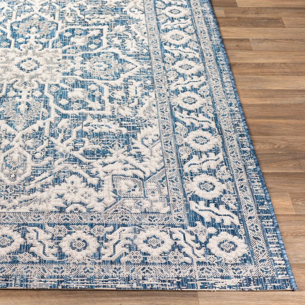 Livabliss Eagean Outdoor Flatweave Polypropylene Rug Traditional Patio Deck Hose Clean Navy, Light Blu 5'3" x 7'7" EAG2336-5376