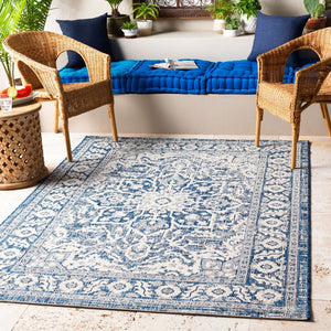 Livabliss Eagean Outdoor Flatweave Polypropylene Rug Traditional Patio Deck Hose Clean Navy, Light Blu 5'3" x 7'7" EAG2336-5376