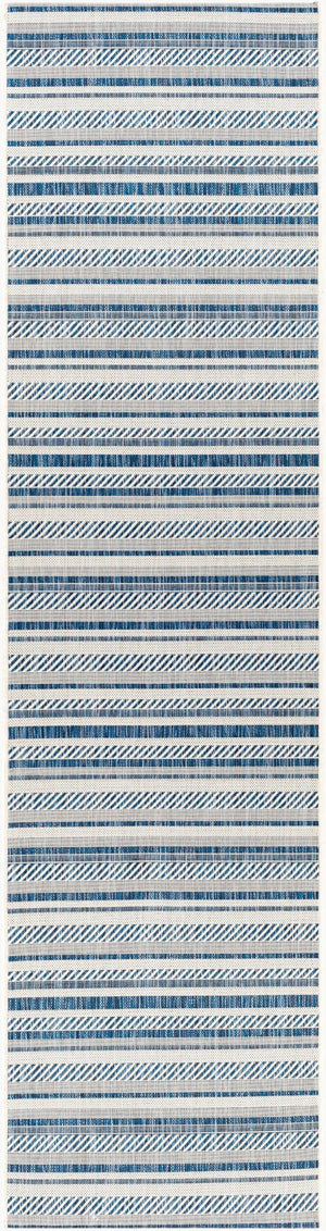 Livabliss Eagean Bohemian Geometric Flatweave Polypropylene Rug for Living Rooms and Patios Navy, Light Blu 2'7" x 10' EAG2337-2710