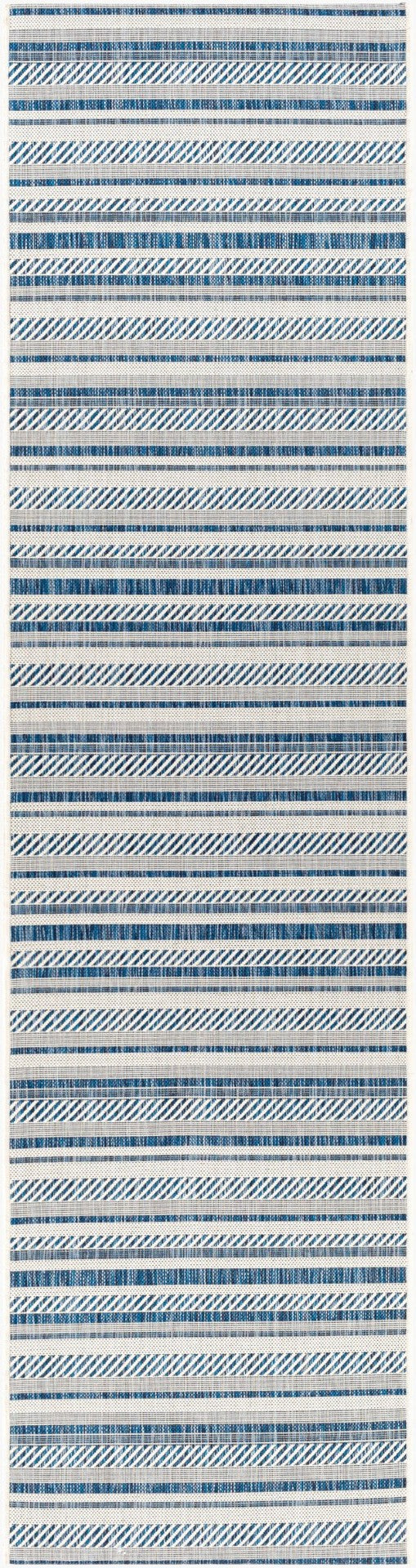 Livabliss Eagean Bohemian Geometric Flatweave Polypropylene Rug for Living Rooms and Patios Navy, Light Blu 2'7" x 10' EAG2337-2710