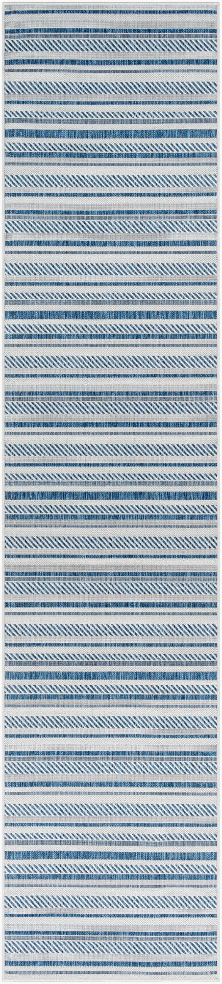 Livabliss Eagean Bohemian Geometric Flatweave Polypropylene Rug for Living Rooms and Patios Navy, Light Blu 2'7" x 12' EAG2337-2712