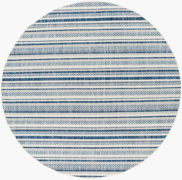 Livabliss Eagean Bohemian Geometric Flatweave Polypropylene Rug for Living Rooms and Patios Navy, Light Blu 6'7" x 6'7" Round EAG2337-67RD