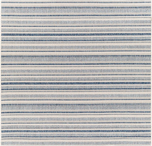 Livabliss Eagean Bohemian Geometric Flatweave Polypropylene Rug for Living Rooms and Patios Navy, Light Blu 6'7" x 6'7" Square EAG2337-67SQ