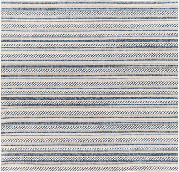 Livabliss Eagean Bohemian Geometric Flatweave Polypropylene Rug for Living Rooms and Patios Navy, Light Blu 6'7" x 6'7" Square EAG2337-67SQ