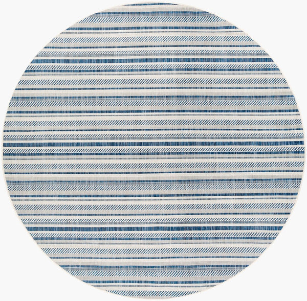 Livabliss Eagean Bohemian Geometric Flatweave Polypropylene Rug for Living Rooms and Patios Navy, Light Blu 7'10" x 7'10" Round EAG2337-710RD