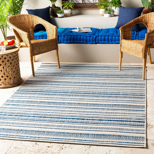 Livabliss Eagean Bohemian Geometric Flatweave Polypropylene Rug for Living Rooms and Patios Navy, Light Blu 2'7" x 10' EAG2337-2710