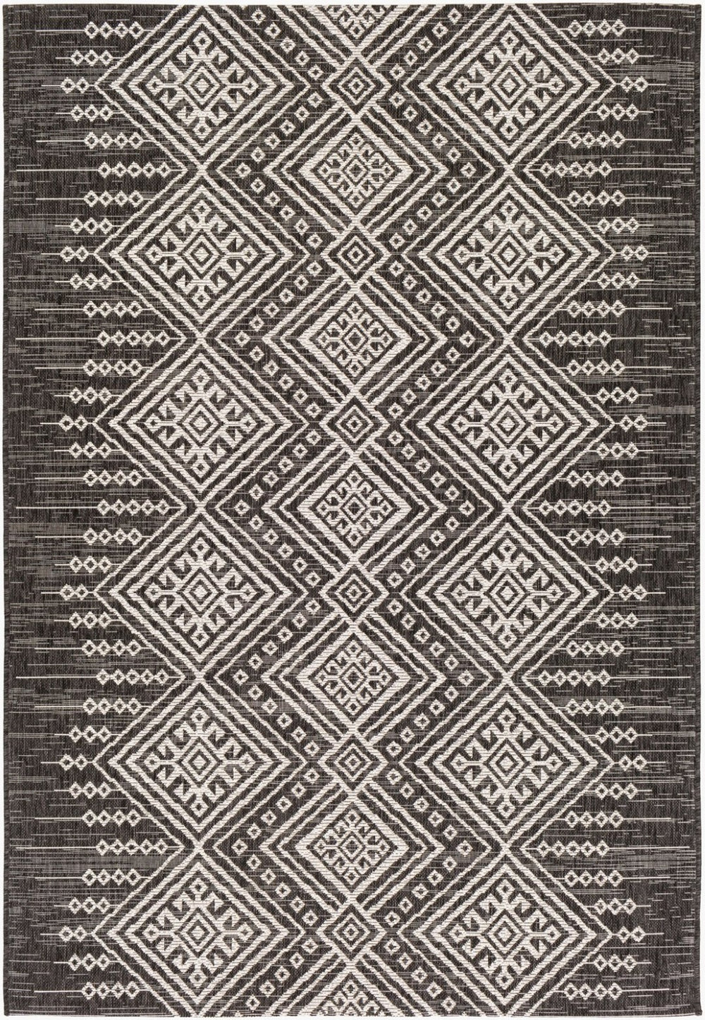Livabliss Eagean Flatweave Polypropylene Accent Rug Geometric Global Pattern for Entryways Outdoors Black, White 2' x 2'11" EAG2338-23
