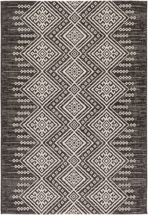 Livabliss Eagean Flatweave Polypropylene Accent Rug Geometric Global Pattern for Entryways Outdoors Black, White 2' x 2'11" EAG2338-23