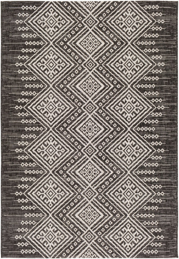 Livabliss Eagean Flatweave Polypropylene Accent Rug Geometric Global Pattern for Entryways Outdoors Black, White 2' x 2'11" EAG2338-23