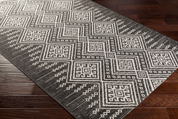 Livabliss Eagean Flatweave Polypropylene Accent Rug Geometric Global Pattern for Entryways Outdoors Black, White 2' x 2'11" EAG2338-23