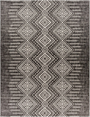 Livabliss Eagean Flatweave Polypropylene Accent Rug Geometric Global Pattern for Entryways Outdoors Black, White 7'10" x 10'2" EAG2338-710103