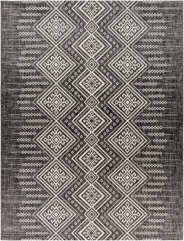 Livabliss Eagean Flatweave Polypropylene Accent Rug Geometric Global Pattern for Entryways Outdoors Black, White 7'10" x 10'2" EAG2338-710103