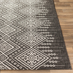 Livabliss Eagean Flatweave Polypropylene Accent Rug Geometric Global Pattern for Entryways Outdoors Black, White 2' x 2'11" EAG2338-23