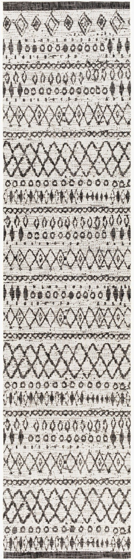 Livabliss Eagean Global Pattern Polypropylene Runner Rug for Hallways and Entryways White, Black 2'7" x 10' EAG2341-2710