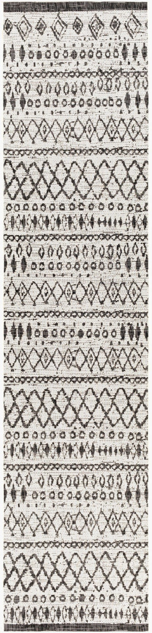 Livabliss Eagean Global Pattern Polypropylene Runner Rug for Hallways and Entryways White, Black 2'7" x 10' EAG2341-2710