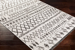 Livabliss Eagean Global Pattern Polypropylene Runner Rug for Hallways and Entryways White, Black 6'7" x 6'7" EAG2341-67RD