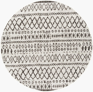 Livabliss Eagean Global Pattern Polypropylene Runner Rug for Hallways and Entryways White, Black 6'7" x 6'7" EAG2341-67RD