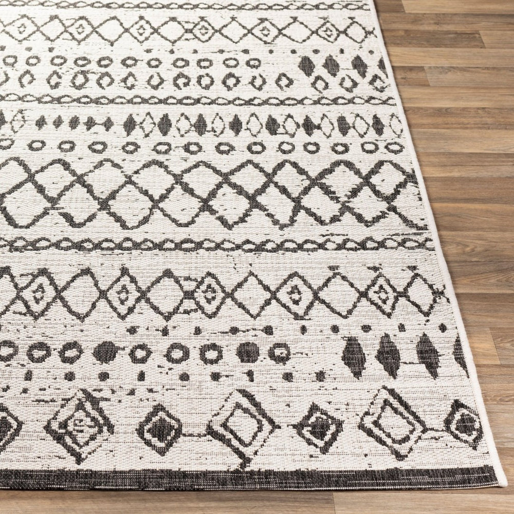 Livabliss Eagean Global Pattern Polypropylene Runner Rug for Hallways and Entryways White, Black 2'7" x 10' EAG2341-2710