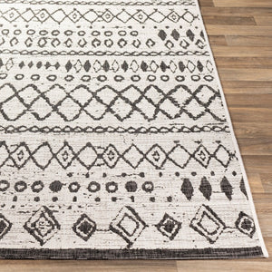 Livabliss Eagean Global Pattern Polypropylene Runner Rug for Hallways and Entryways White, Black 6'7" x 6'7" EAG2341-67RD