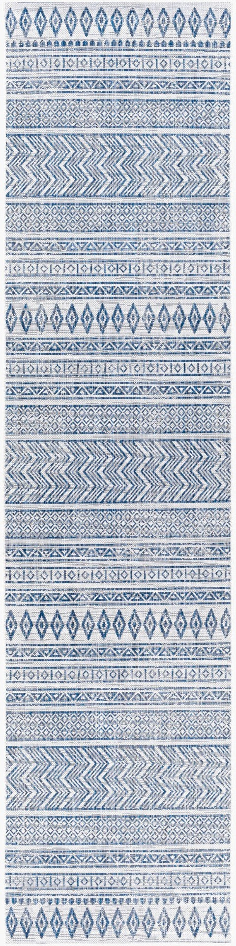 Livabliss Eagean Flatweave Polypropylene Area Rug Bohemian Global Pattern Indoor Outdoor Use Light Blue, Blu 2'7" x 12' EAG2344-2712