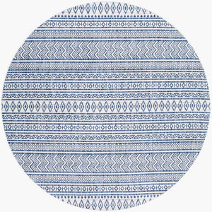 Livabliss Eagean Flatweave Polypropylene Area Rug Bohemian Global Pattern Indoor Outdoor Use Light Blue, Blu 5'3" x 5'3" EAG2344-53RD