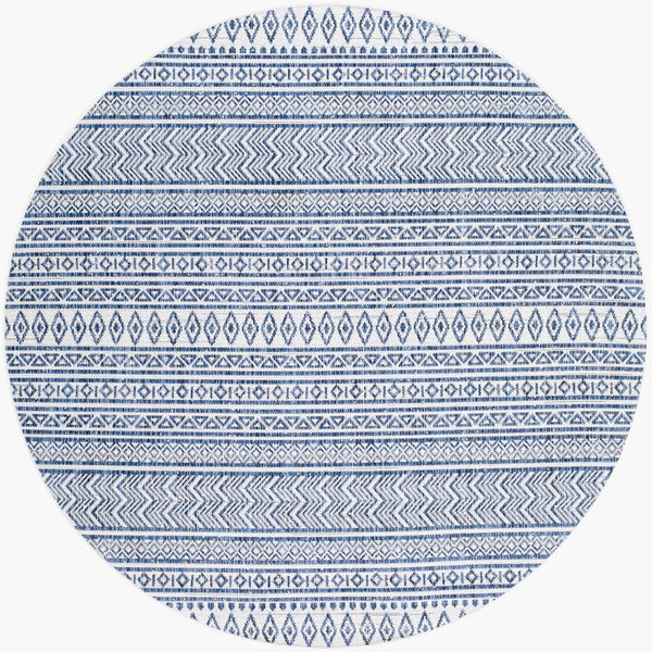 Livabliss Eagean Flatweave Polypropylene Area Rug Bohemian Global Pattern Indoor Outdoor Use Light Blue, Blu 5'3" x 5'3" EAG2344-53RD