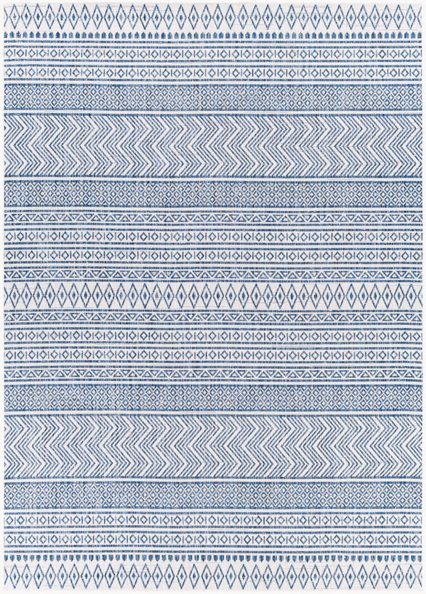Livabliss Eagean Flatweave Polypropylene Area Rug Bohemian Global Pattern Indoor Outdoor Use Light Blue, Blu 6'7" x 9' EAG2344-679