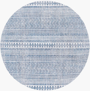 Livabliss Eagean Flatweave Polypropylene Area Rug Bohemian Global Pattern Indoor Outdoor Use Light Blue, Blu 6'7" x 6'7" Round EAG2344-67RD