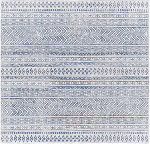 Livabliss Eagean Flatweave Polypropylene Area Rug Bohemian Global Pattern Indoor Outdoor Use Light Blue, Blu 6'7" x 6'7" Square EAG2344-67SQ