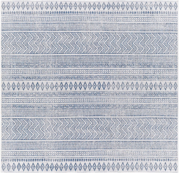 Livabliss Eagean Flatweave Polypropylene Area Rug Bohemian Global Pattern Indoor Outdoor Use Light Blue, Blu 6'7" x 6'7" Square EAG2344-67SQ