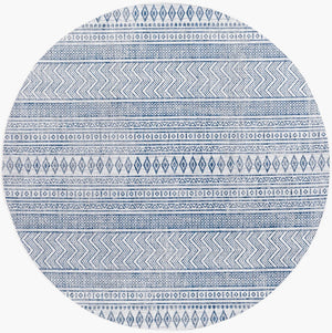 Livabliss Eagean Flatweave Polypropylene Area Rug Bohemian Global Pattern Indoor Outdoor Use Light Blue, Blu 7'10" x 7'10" Round EAG2344-710RD